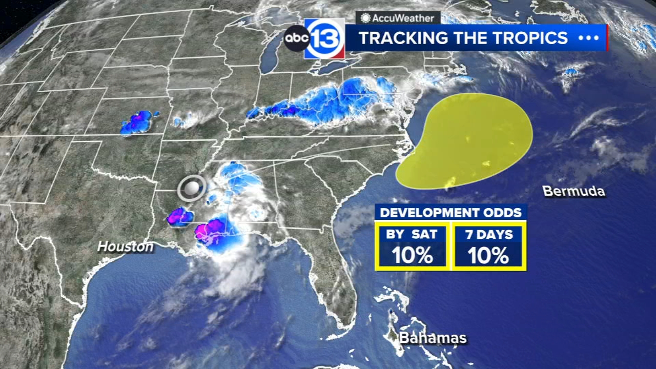 Low odds for tropical development as the remnants from Arthur moves into the western Atlantic