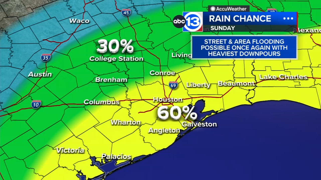 ABC13 Weather Watch for Saturday, scattered storms that could lead to street flooding