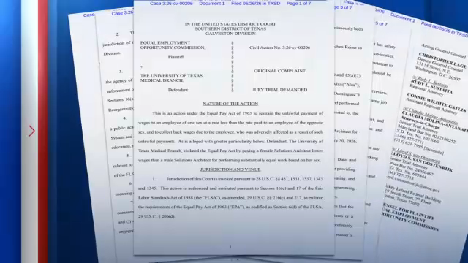 UTMB violated Equal Pay Act when it paid female worker less than male worker, lawsuit alleges