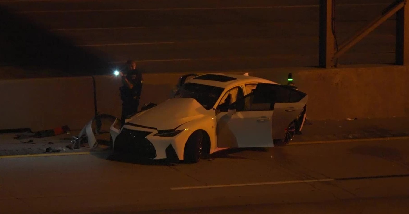 East Freeway vehicle hit by airborne driver, 3 hospitalized