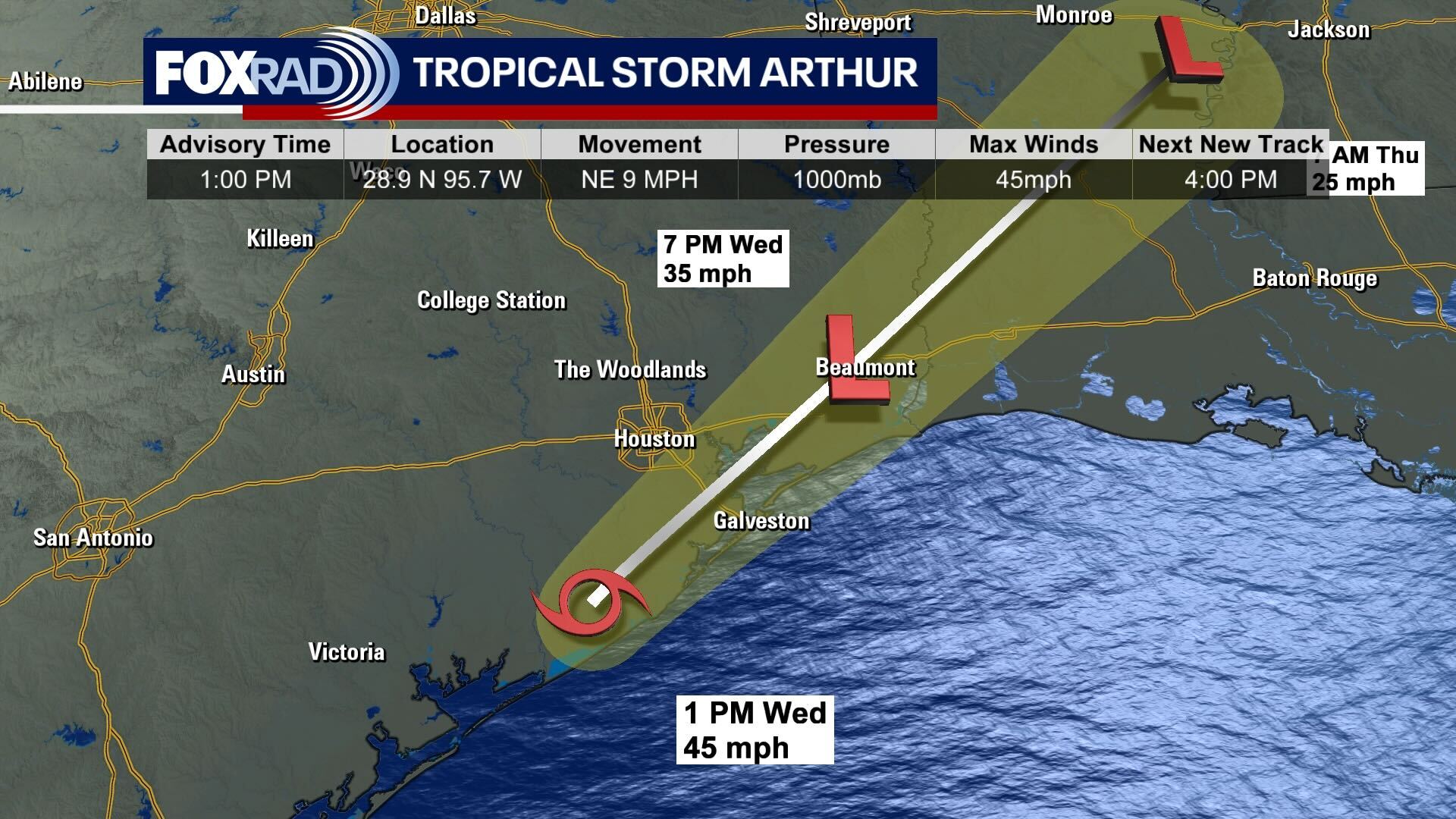 Live updates: Tropical Storm Arthur brings rain, wind to Houston